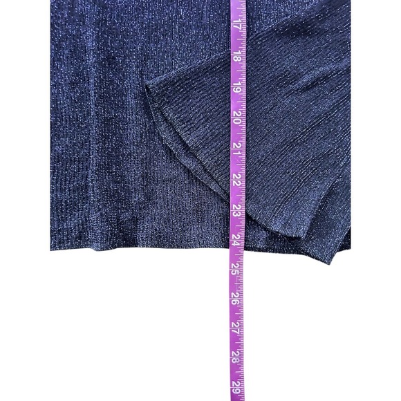 ME+EM Women's L Metallic Sparkle Navy Blue Long Sleeve Ribbed Knit Top Sweater - Picture 8 of 12